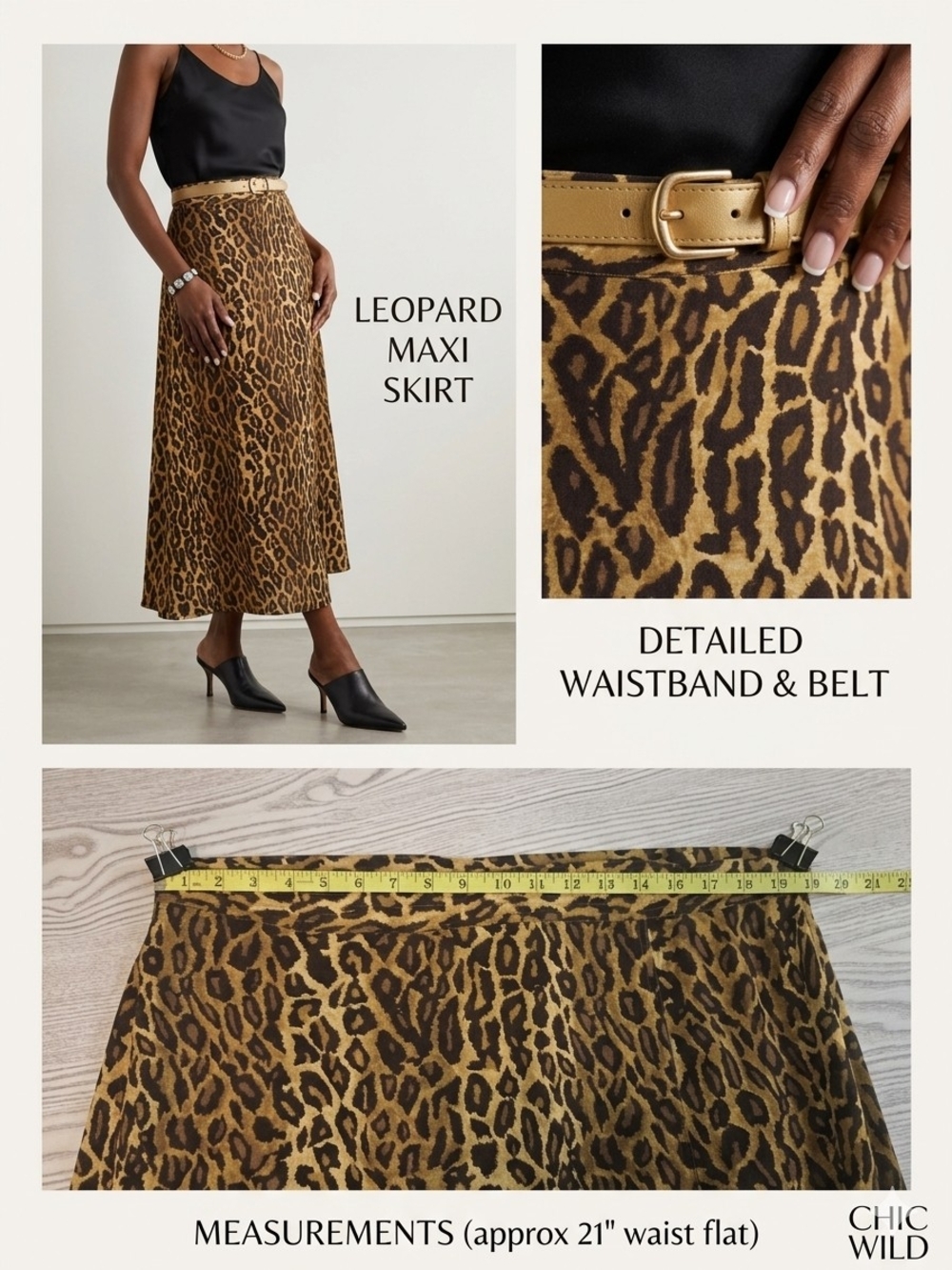 Chic Leopard-Print Maxi Skirt in Brown